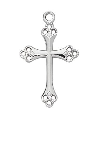 Ornate Sterling Silver Cross with 18" Rhodium Plated Chain