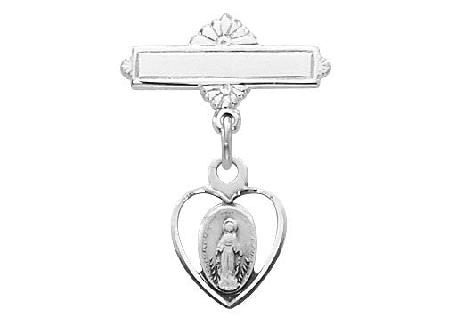 Sterling Silver Heart Miraculous Baby Pin