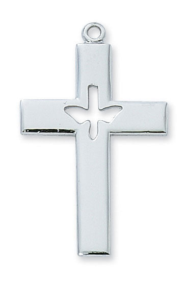 Sterling Silver Holy Spirt Cross on 24" Chain