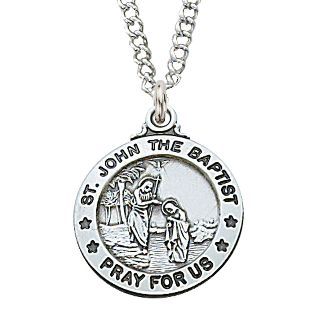 St. John The Baptist Sterling Silver Medal on 20" Chain