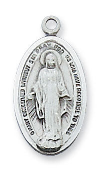 Sterling Silver Miraculous Medal with 18" Rhodium Plated Chain 3