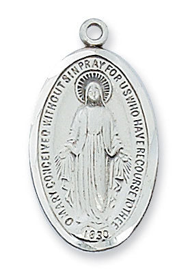 Sterling Silver Miraculous Medal on 18" Rhodium Plated Chain 4