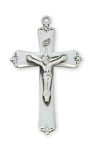 Sterling Silver Crucifix with 18" Rhodium Plated Chain