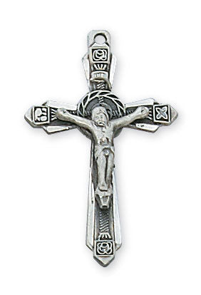 Sterling Silver Crucifix on 18" Platinum Plated Chain 1