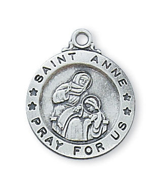 Sterling Silver St. Anne Medal on 18" Chain