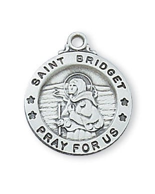 St. Bridget Sterling Silver Medal on 18" Chain