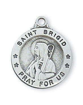 St. Brigid Sterling Silver Medal on 18" Chain