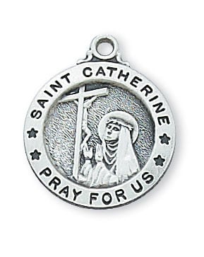 St. Catherine Sterling Silver Medal on 18" Chain