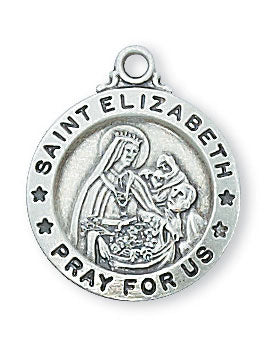 Sterling Silver St. Elizabeth Medal on 18" Chain