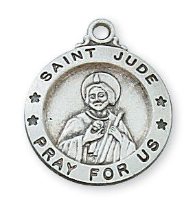 St. Jude Sterling Silver Medal on 18" Chain