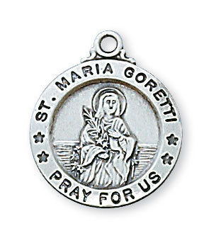 St. Maria Goretti Sterling Silver Medal on 18" Chain