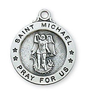 St. Michael Sterling Silver Medal on 18" Chain