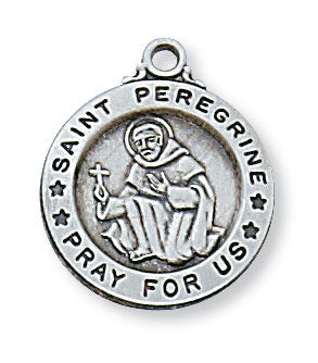 St. Peregrine Sterling Silver Medal on 18" Chain