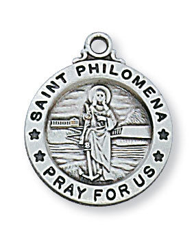 St. Philomena Sterling Silver Medal on 18" Chain