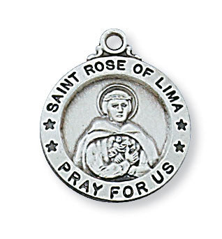 St. Rose Lima Sterling Silver Medal on 18" Chain