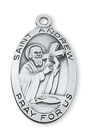 St. Andrew Sterling Silver Medal on 24" Chain