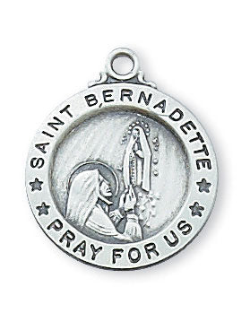 St. Bernadette Sterling Silver Medal on 18" Chain