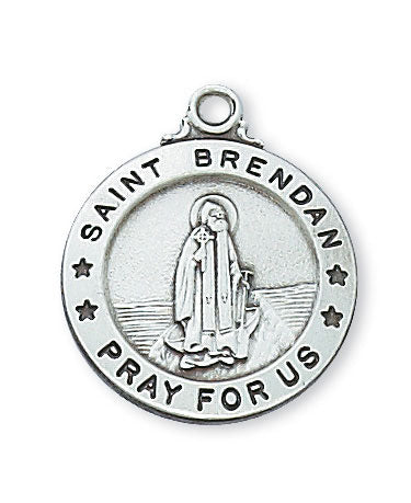 St. Brendan Sterling Silver Medal on 20" Chain