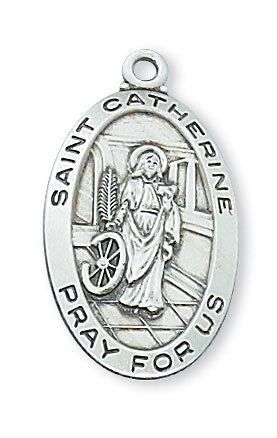 St. Catherine Sterling Silver Medal with 18" Chain