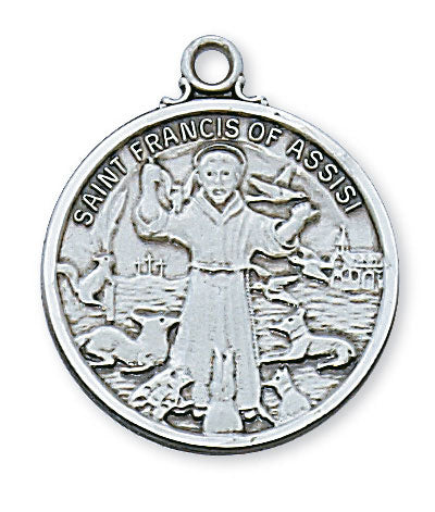 St. Francis Sterling Silver Medal on 24" Chain