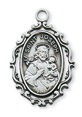 Sterling Silver St. Joseph Medal on 18" Chain