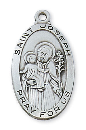 St. Joseph Sterling Silver Medal on 24" Chain