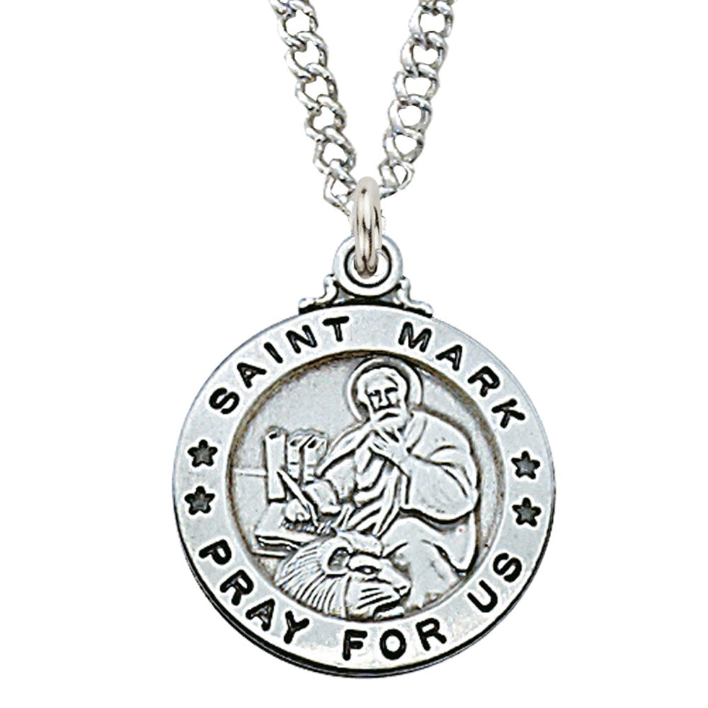 St. Mark Sterling Silver Medal on 20" Chain