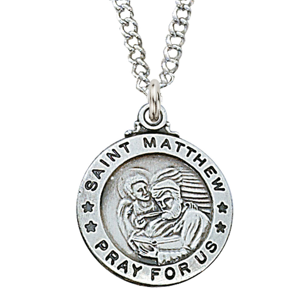 St. Matthew Sterling Silver Medal on 20" Chain