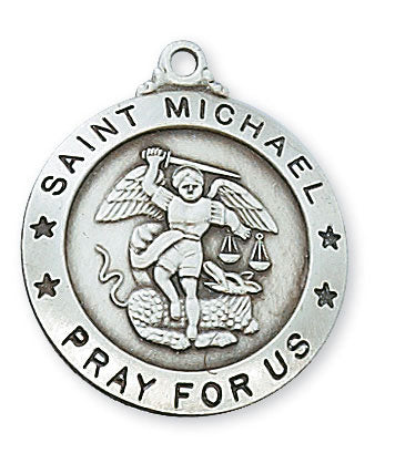 St. Michael Sterling Silver Medal with 24" Stainless Steel Chain