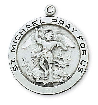 St. Michael Sterling Silver Medal on 24" Stainless Steel Chain