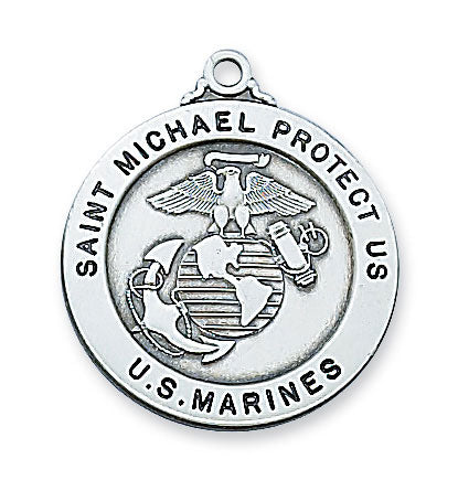 St. Michael Marine Service Sterling Silver Medal on 24" Chain