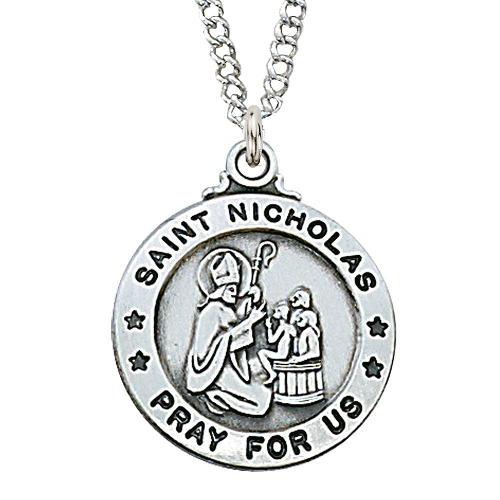 St. Nicholas Sterling Silver Medal on 20" Chain