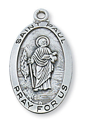 St. Paul Sterling Silver Medal on 24" Chain