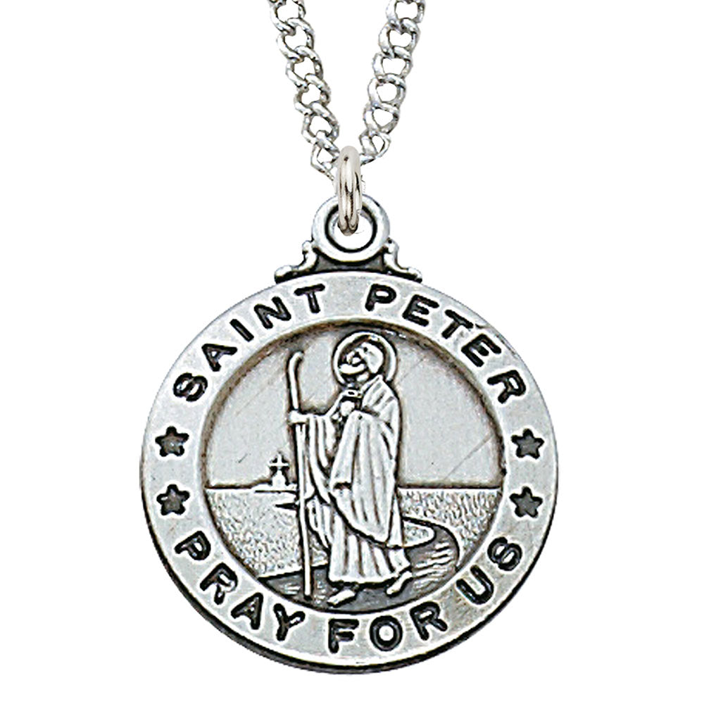 St. Peter Sterling Silver Medal on 20" Chain