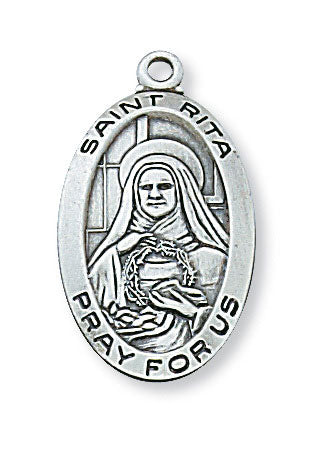 St. Rita Sterling Silver Medal on 18" Chain