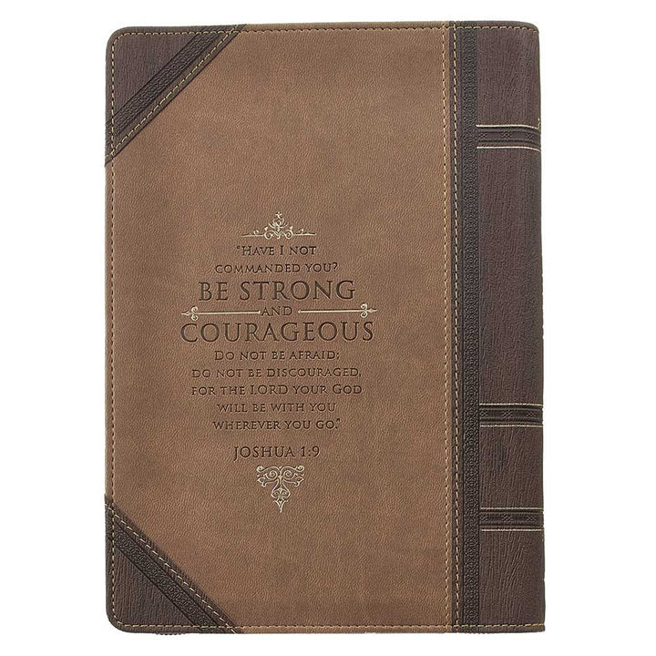 Strong and Courageous Zippered LuxLeather Journal - Joshua 1:9