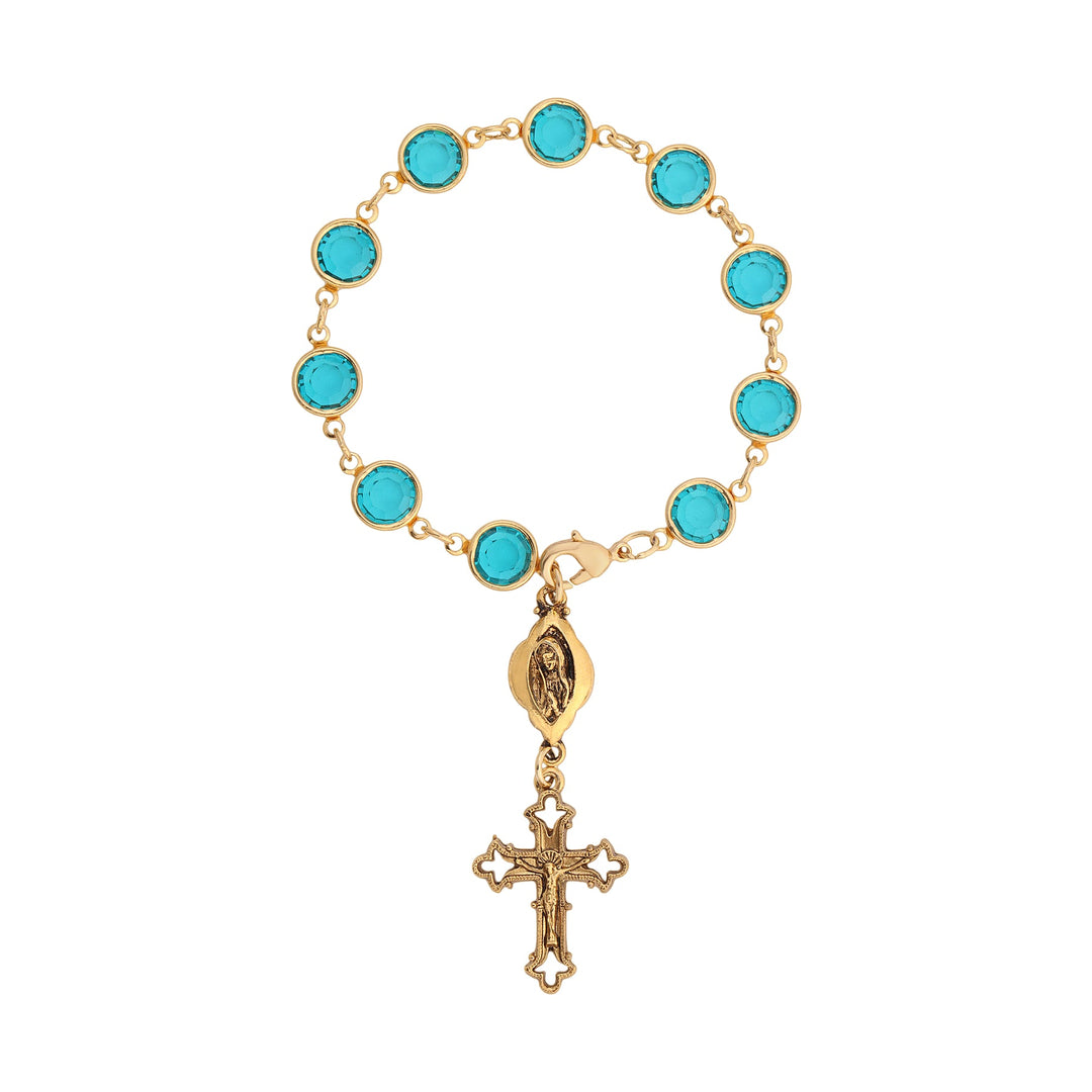 Swarovski Element Blue Zircon Rosary Style Bracelet