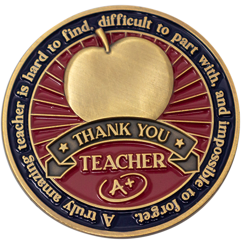 Teacher Appreciation Coin Antique Gold Plated - Proverbs 9:9