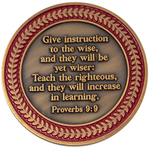 Teacher Appreciation Coin Antique Gold Plated - Proverbs 9:9