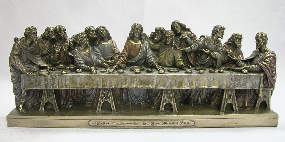 13"x 4" The Last Supper - Bronze Style Statue