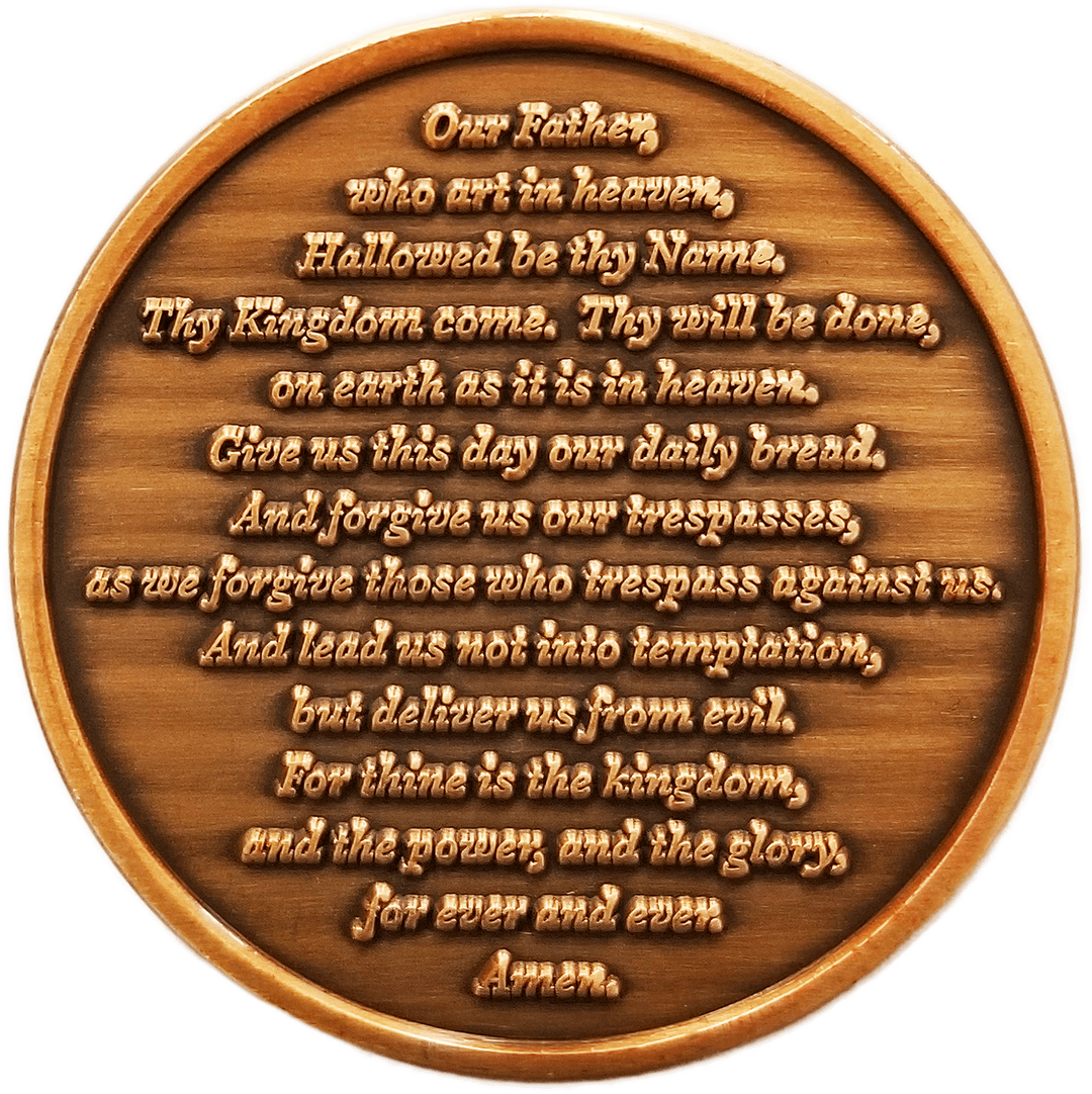 The Lord's Prayer Antique Gold Plated Challenge Coin - Matthew 6:9-13