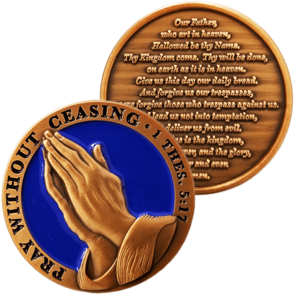 The Lord's Prayer Antique Gold Plated Challenge Coin - Matthew 6:9-13