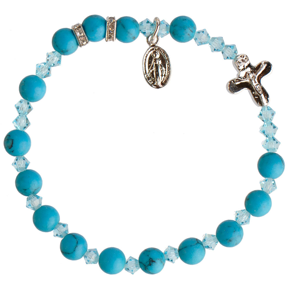 Turquoise & Crystal Rosary Bracelet