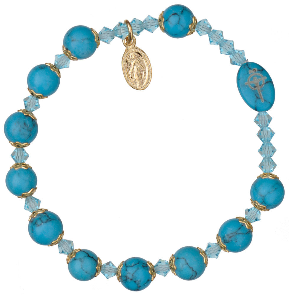 8mm Genuine Turquoise Rosary Bracelet