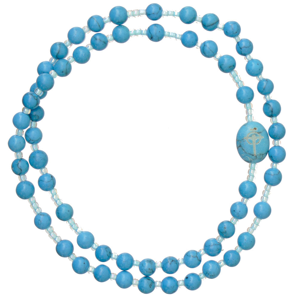 Genuine Turquoise Twist Rosary Bracelet