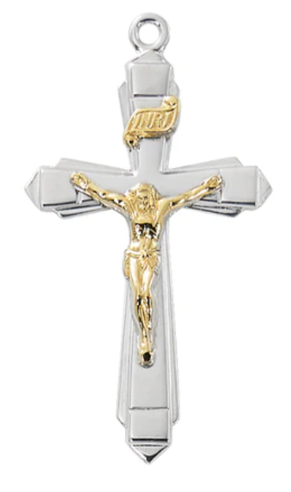 Two Tone Sterling Silver Crucifix