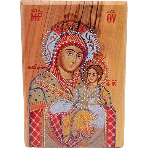 Virgin Mary Of Bethlehem Olive Wood Color Icon