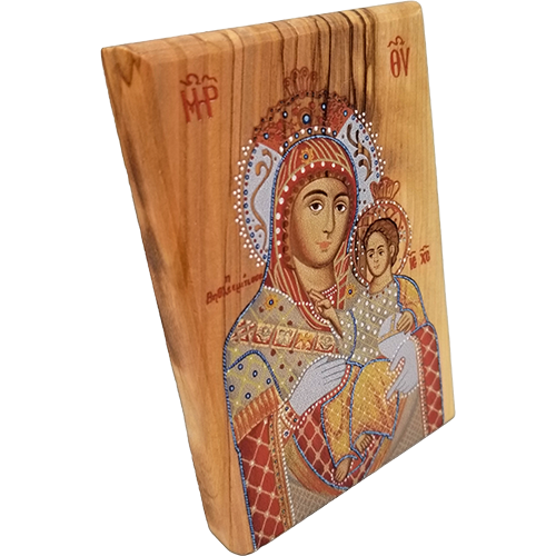 Virgin Mary Of Bethlehem Olive Wood Color Icon