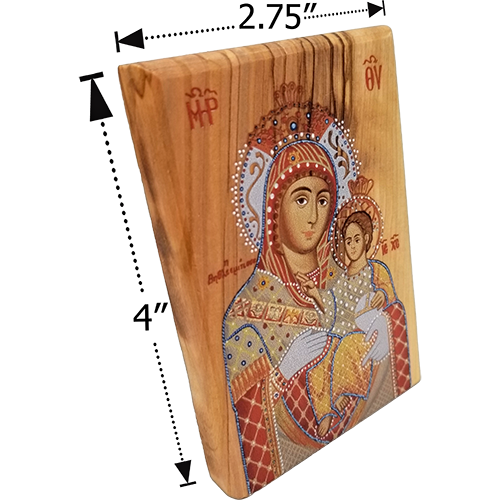 Virgin Mary Of Bethlehem Olive Wood Color Icon