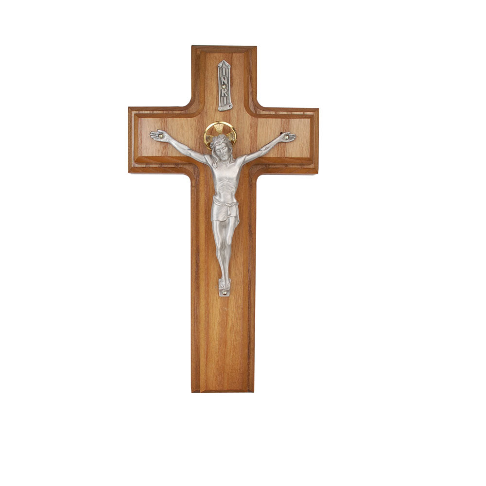 9.5" Walnut Stained Wood Sick Call Crucifix